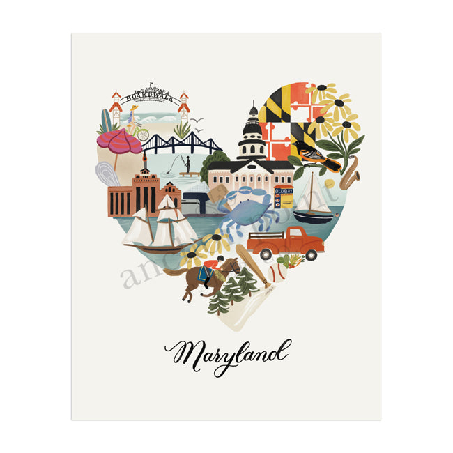 Maryland Heart Digital Download Art Print