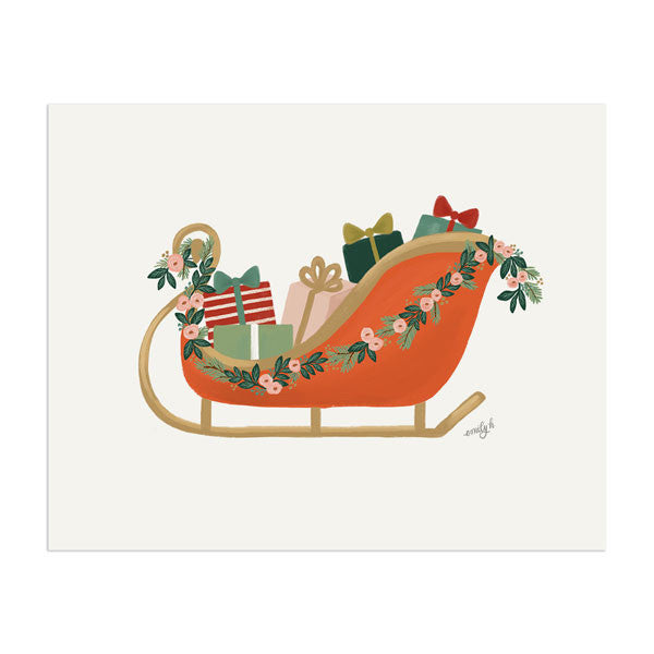 Christmas Sleigh Art Print – Anchor Point Paper Co. christmas-sleigh-art-print-anchor-point-paper-co