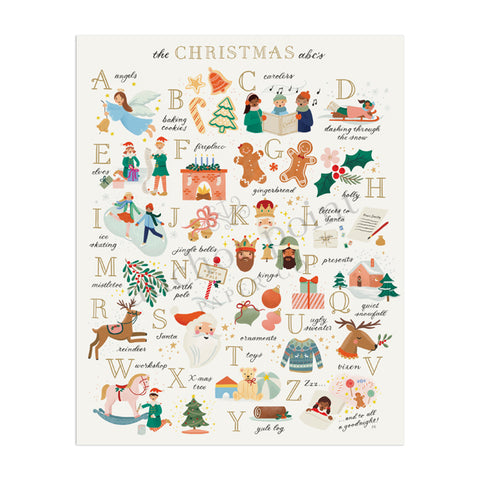 Christmas Alphabet Digital Download Art Print