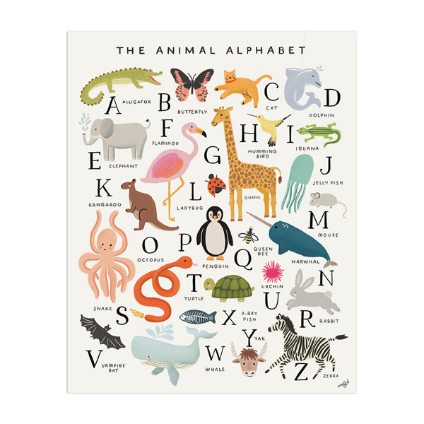 Animal Alphabet Print - Anchor Point Paper Co.