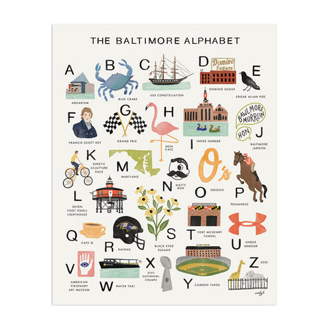 Baltimore Alphabet Art Print - Anchor Point Paper Co.