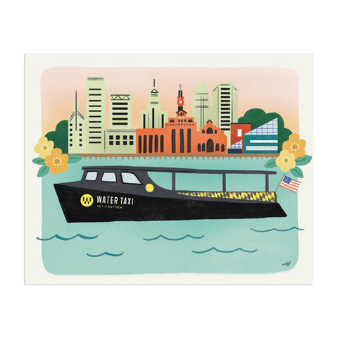 Baltimore Water Taxi Art Print - Anchor Point Paper Co.