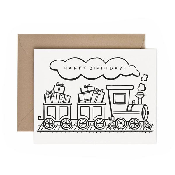 Color-In Birthday Train - Anchor Point Paper Co.