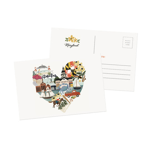 Maryland Heart Postcard - Anchor Point Paper Co.