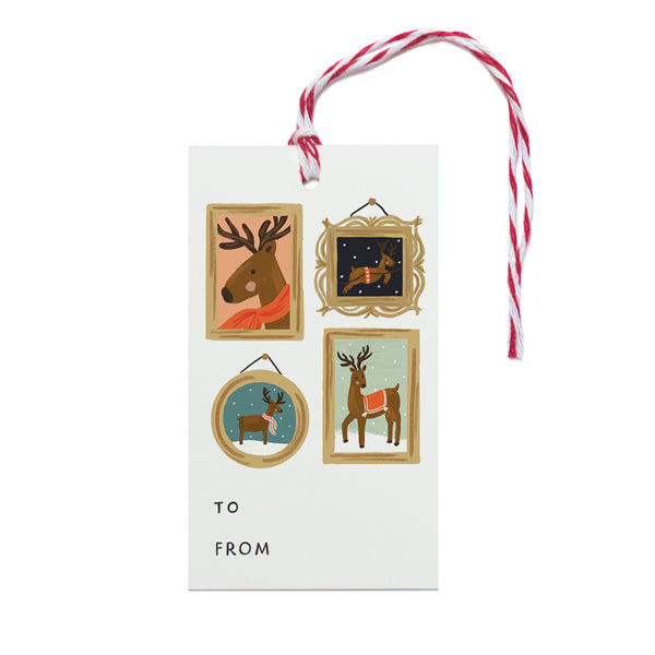 Reindeer Portraits Gift Tag - Anchor Point Paper Co.