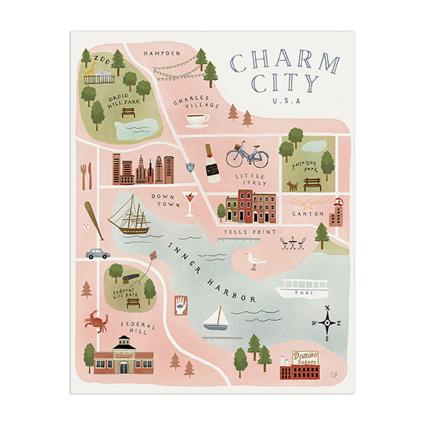Charm City Baltimore Map - Anchor Point Paper Co.