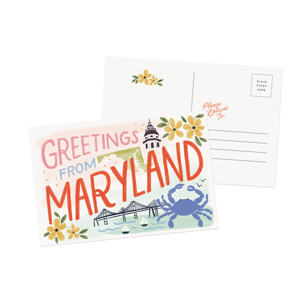 Greetings From Maryland Postcard - Anchor Point Paper Co.
