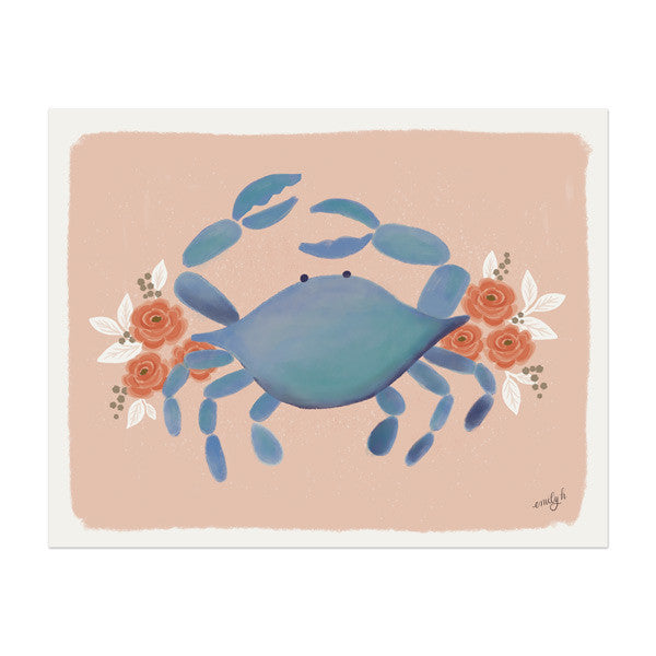 Pink Crab Print - Anchor Point Paper Co.