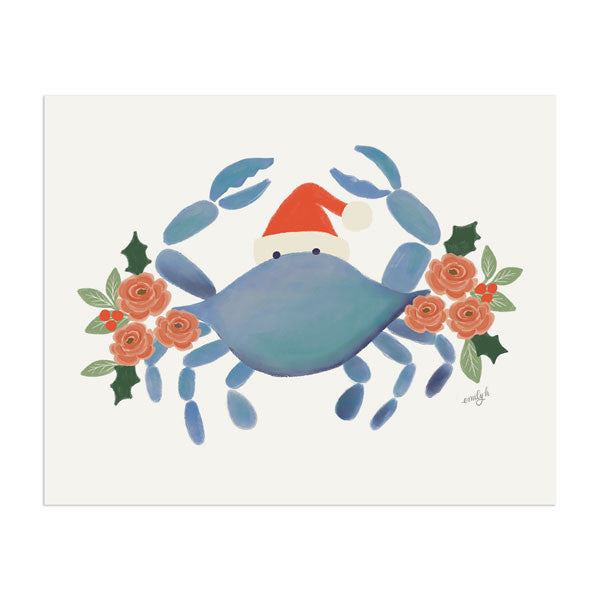 Holiday Crab Art Print - Anchor Point Paper Co.
