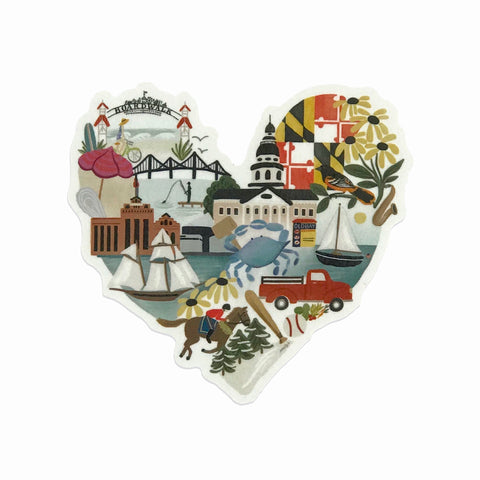 Maryland Heart Sticker - Anchor Point Paper Co.
